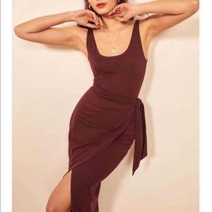 Reformation Kalia Burgundy Merlot Wrap Dress